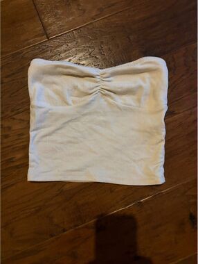 White Stretchy Tube Top with Ruched Front Detail 2xs